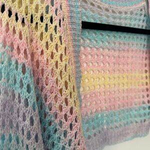 Pastel Open Crochet Knit Women Shrug Sweater Croquette Top